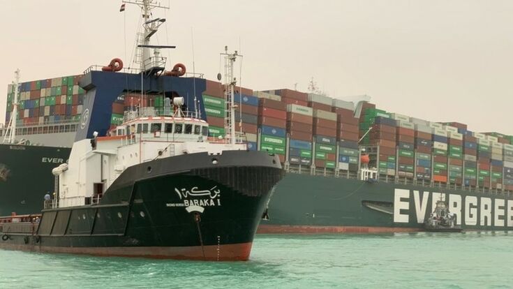 © Media for the Suez Canal Head Of / Action Press / picturedesk.com 2021 240321 auf grund blockieren containerschiff handel wirtschaft jt schiff schifffahrt schiffsungl?ck suezkanal transport unfall wn