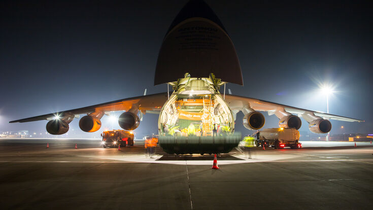 © Gebrüder Weiss / Damian Szymula Das größte Frachtflugzeug der Welt die Antonov AN-225 am Flughafen in Polen